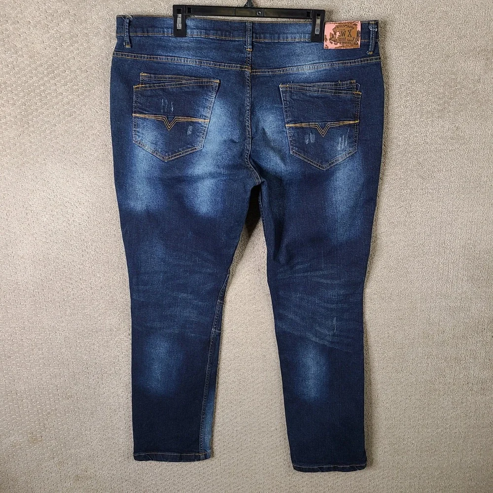 Raw X Jeans Mens 40x31 Blue Standard‎ Distressed Denim Moto Biker Style Stretch